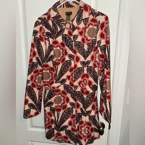 Anthropologie Fei women's floral brushed cotton lined button-front coat Size 4